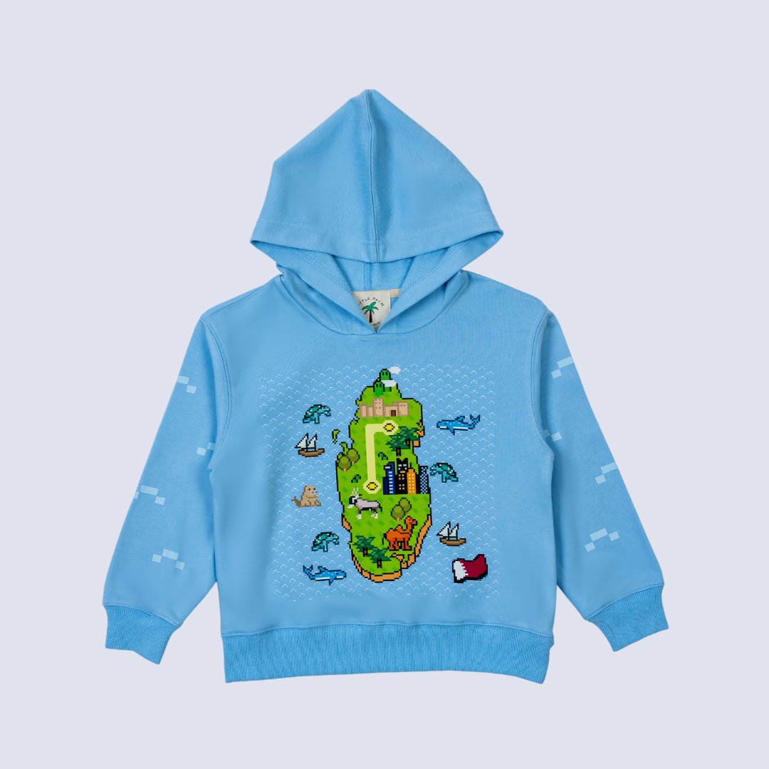 Qatar Map Blue Hoodie