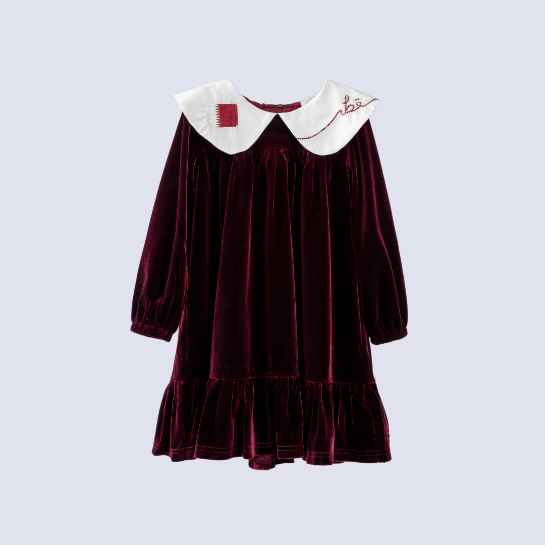 Collar velvet dress