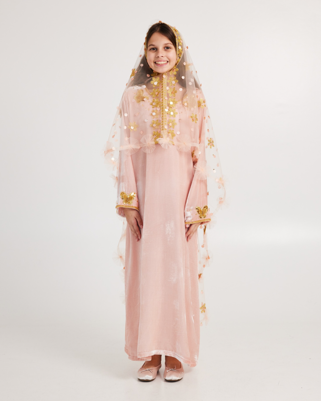 Flowers peach Bukhnaq with bag