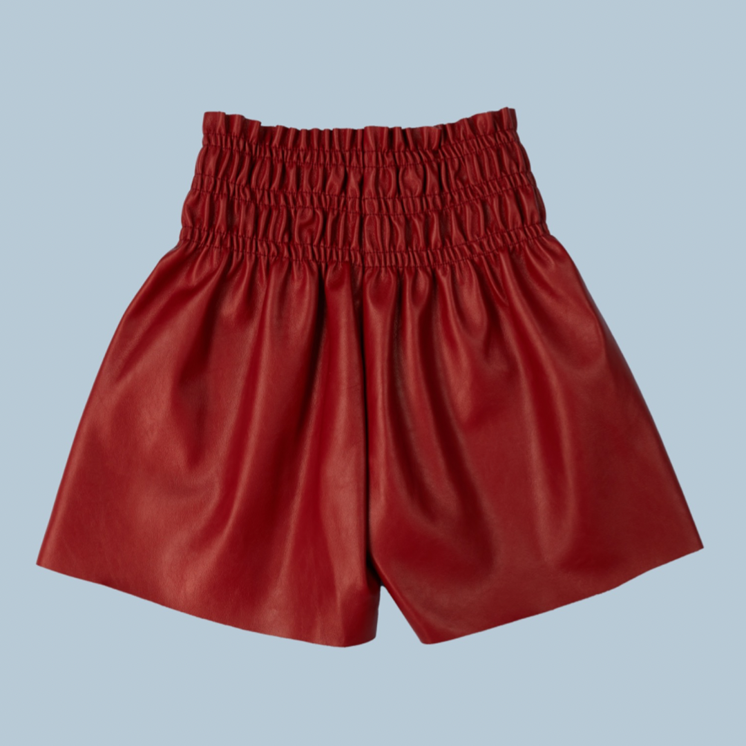 Maroon leather shorts