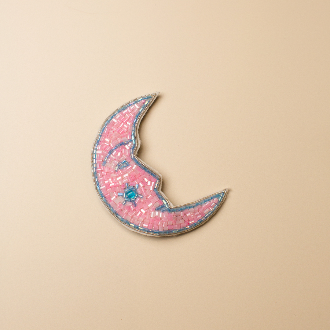 Beaded Moon brooch