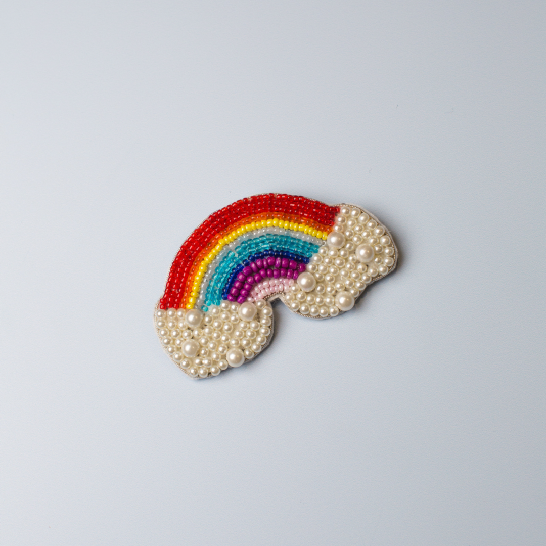 Beaded rainbow brooch